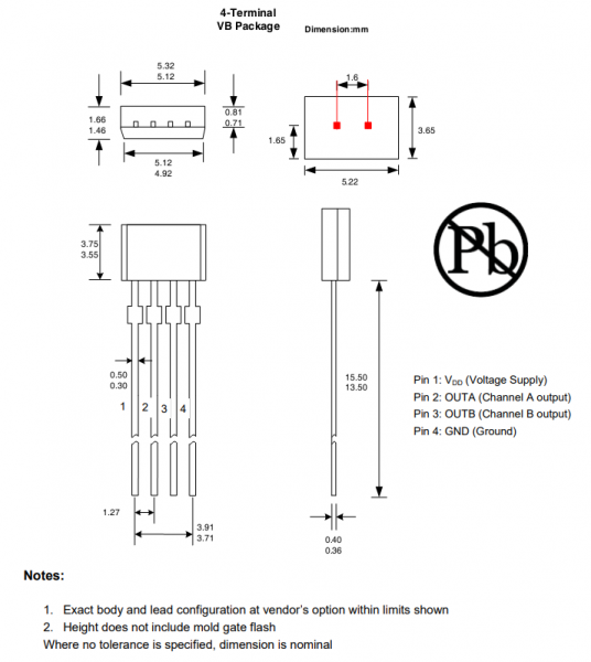 Dual Channel Sensitive Hall Effect Switch with Quadrature Outputs CYD8536